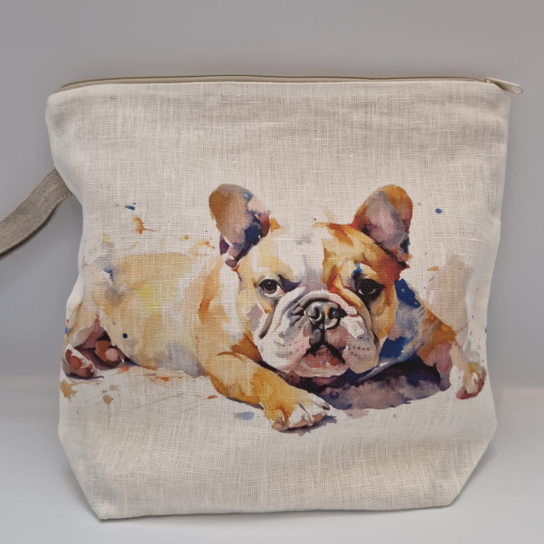 Knitterbag með rennilás stór -  Franskur bulldog