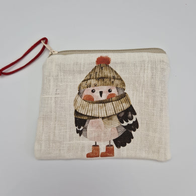 Knitterbag aukahlutaveski með rennilás - Fugl með trefil og húfu