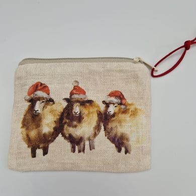 Knitterbag aukahlutaveski með rennilás - Kindur með jólahúfu