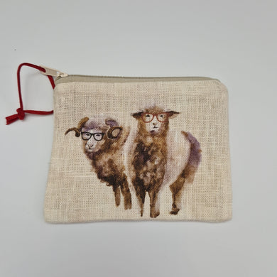 Knitterbag aukahlutaveski með rennilás - Kindur með gleraugu