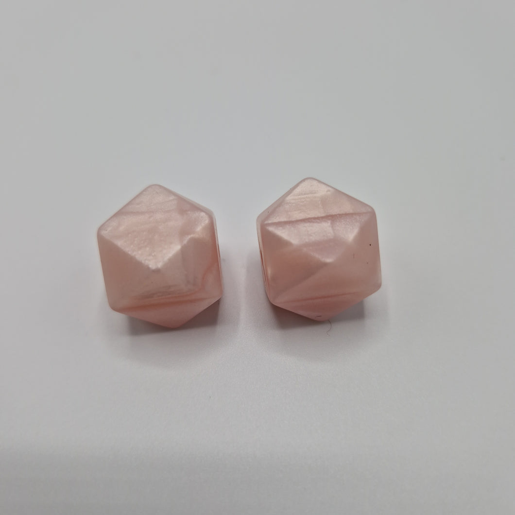 Lykkjustopparar - Teningur 14mm bleikur sanseraður
